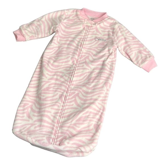 Carters Sleep Sack size 0-9 mos Pink White Zebra Print Daddy Loves Me Zip Front - Picture 1 of 5